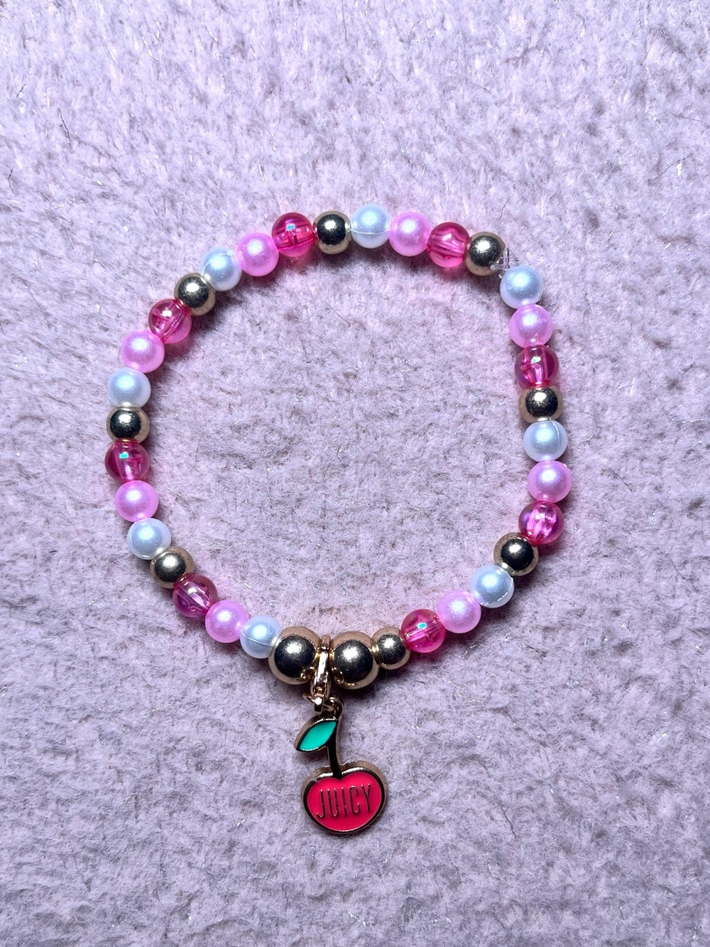Handmade Beaded Bracelet with Cherry charm